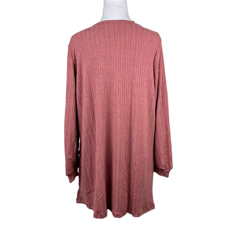 NWT Blu Pepper Cozy Ribbed Open Front Cardigan Rose Pink Size Medium